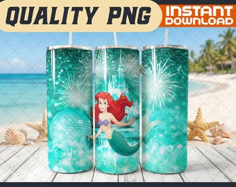Ariel Glitter Firework 20oz Tumbler Wrap, Sublimation PNG (Digital Download)