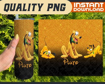 Glitter Pluto Dog Tumbler Wrap – Cartoon Character Sublimation Design (Digital File)