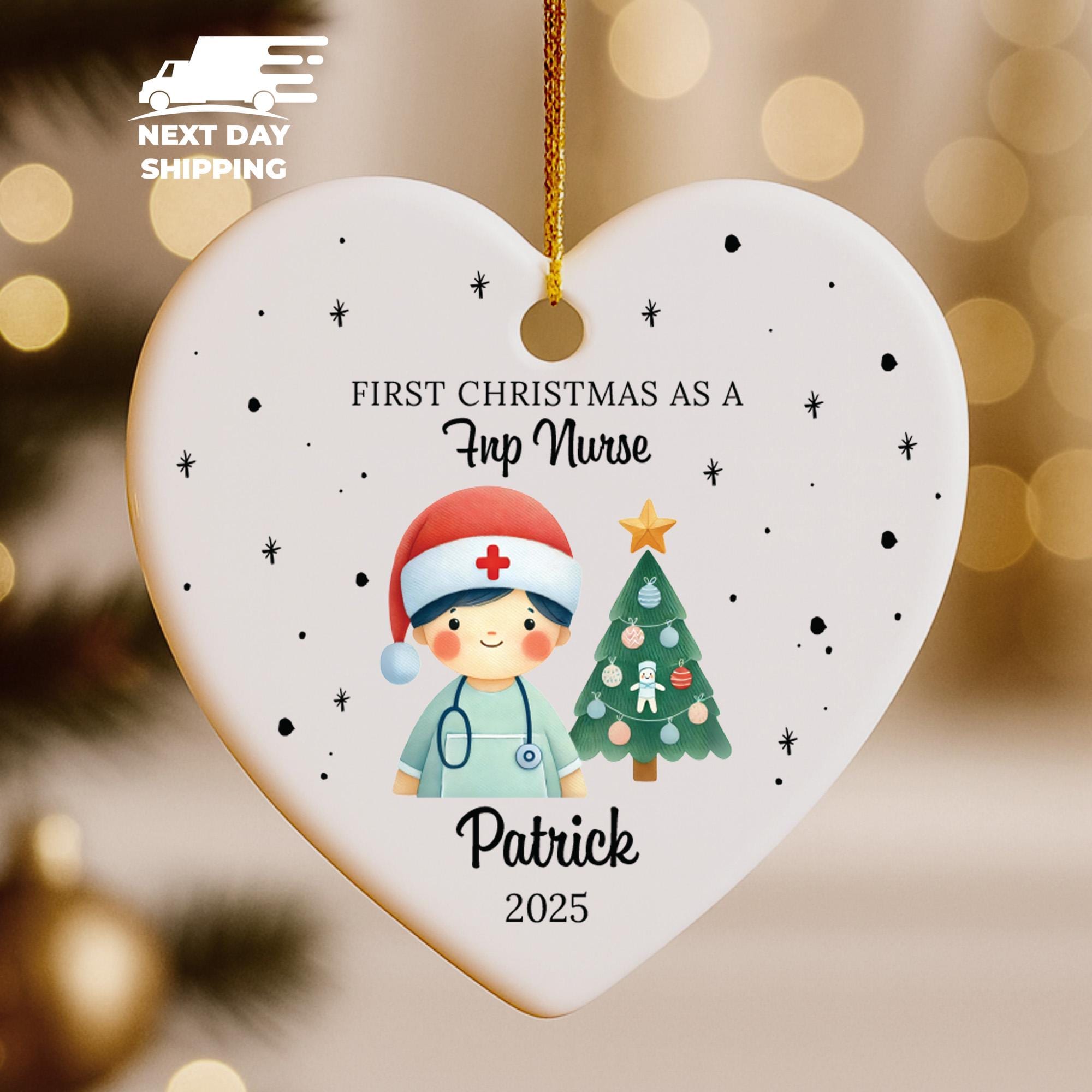 Personalized Nurse Practitioner Ornament, Custom Family Nurse Practitioner Ornament, First Christmas Ornament, Heart Ornament