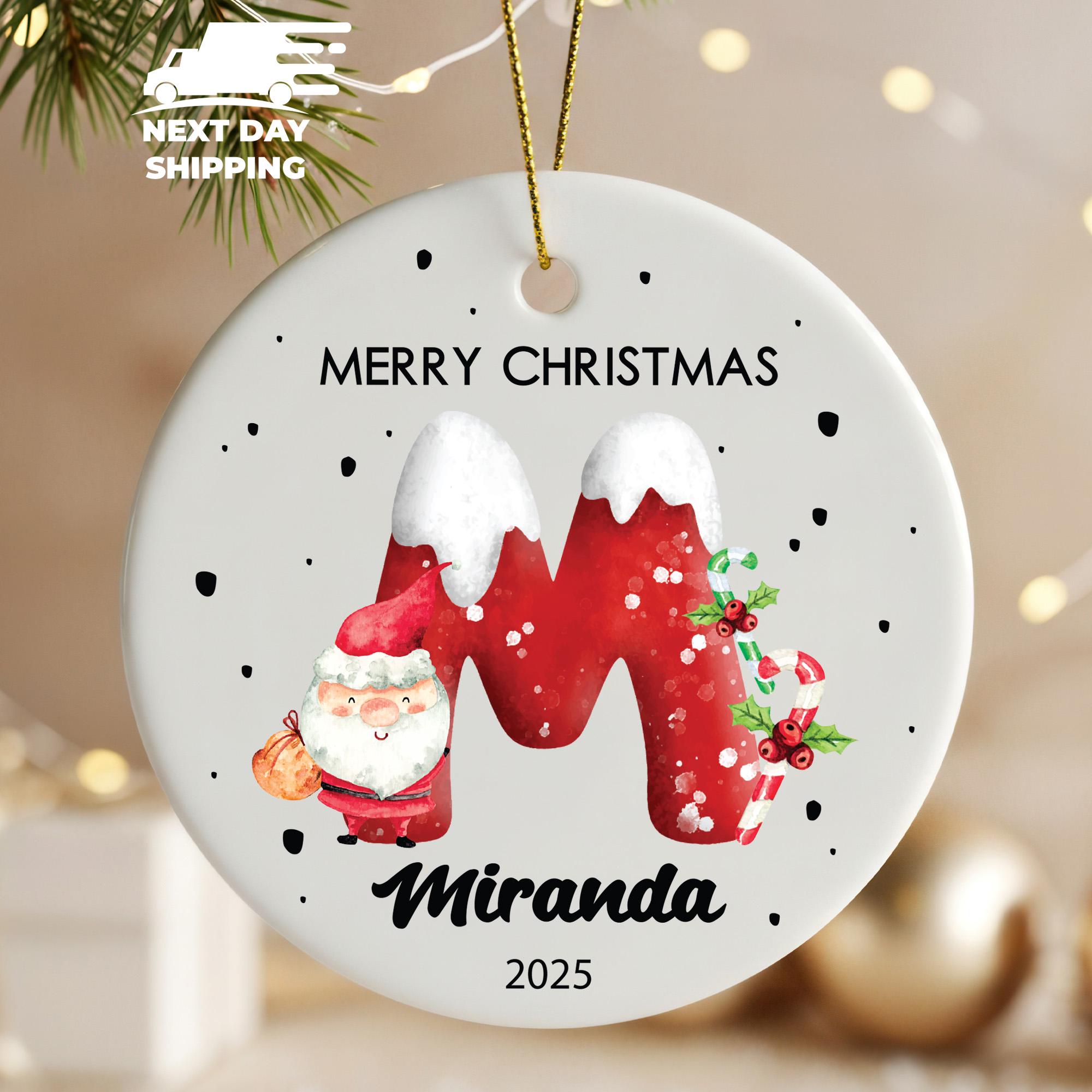 Initial Name Christmas Ornament, Santa Christmas Ornament, Personalized Christmas Ornament, Christmas Custom Name Ornament, Merry Christmas