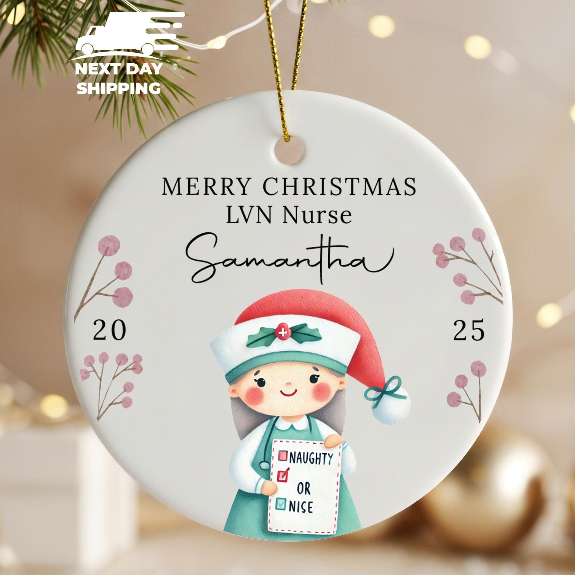 Christmas Custom New LVN Nurse Ornament With Name, First Christmas As A LVN Nurse Ornament, Senior Nurse Ornament, Xmas Nurse Ornament