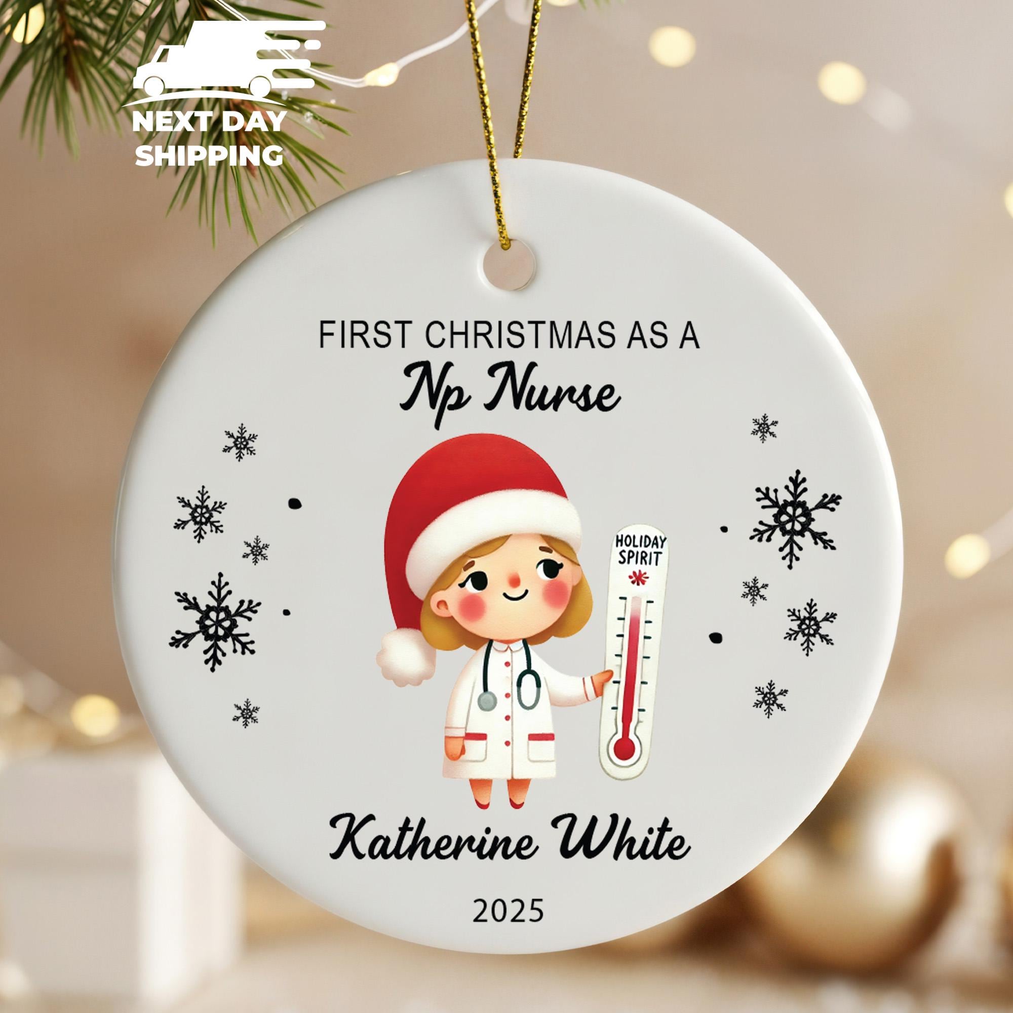 Personalized NP Nurse Name Ornament For Holiday, Custom Christmas Party Nurse Gifts, Hospital Xmas Nurse Keepsake Ornaments, Coworkers Gifts