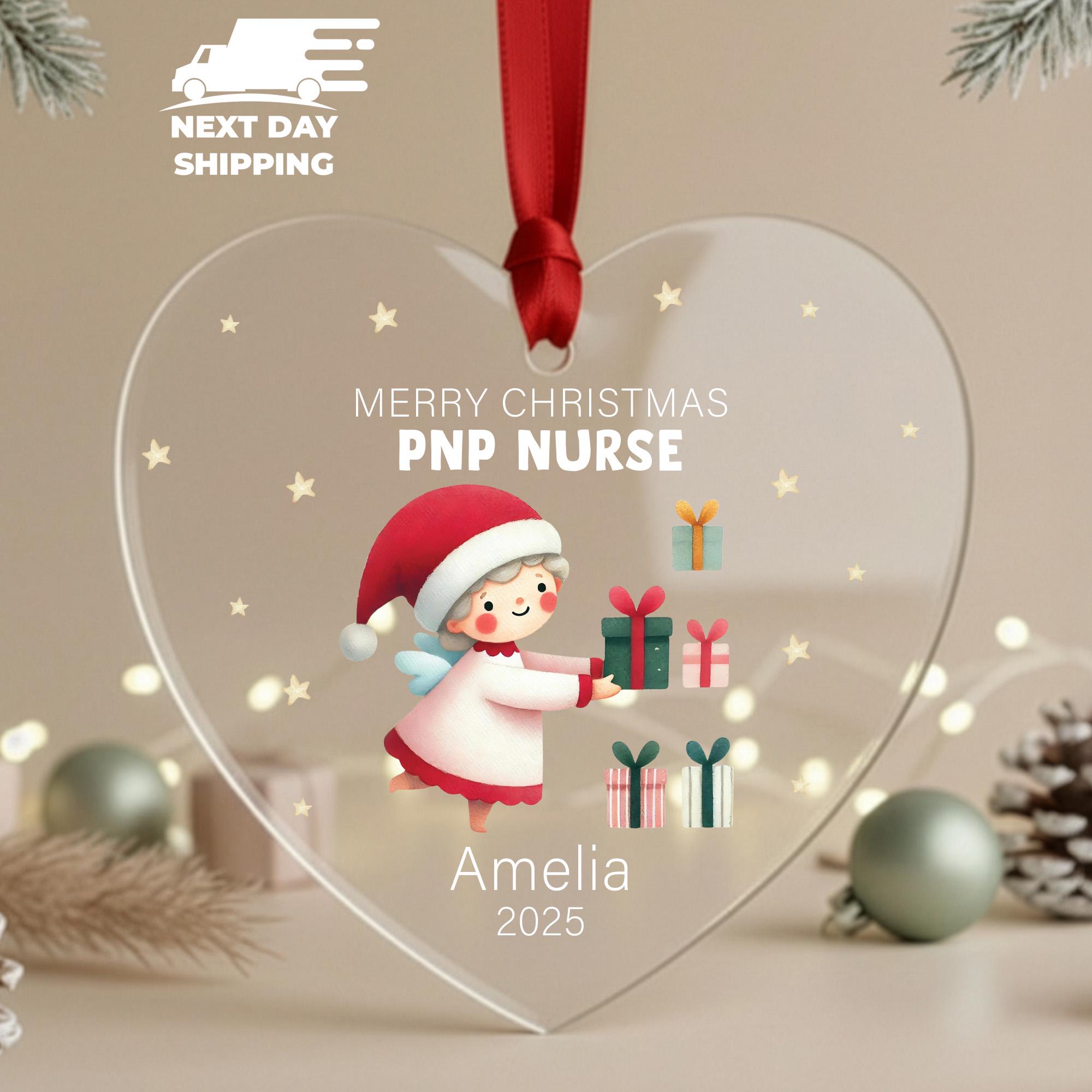 Personalized Merry Christmas PNP Nurse Ornament, Custom Ornament For Nurse, PNP Nurse Holiday Gifts, Pediatric Nurse Practitioner Ornament