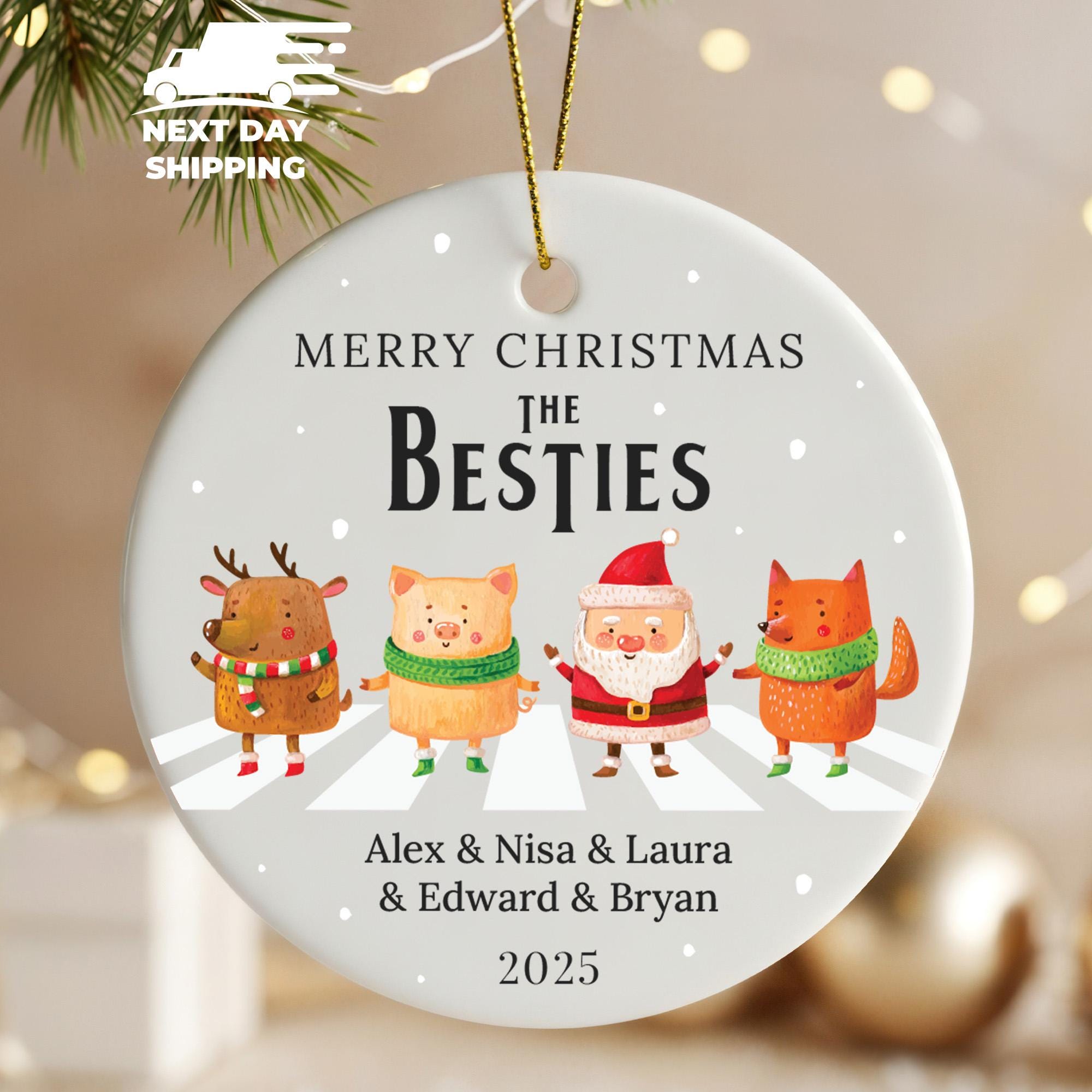 The Besties Merry Christmas Ornament, Personalized Friends Name Ornament, Friendship Christmas Gift, 2025 Christmas Keepsake for Best Friend
