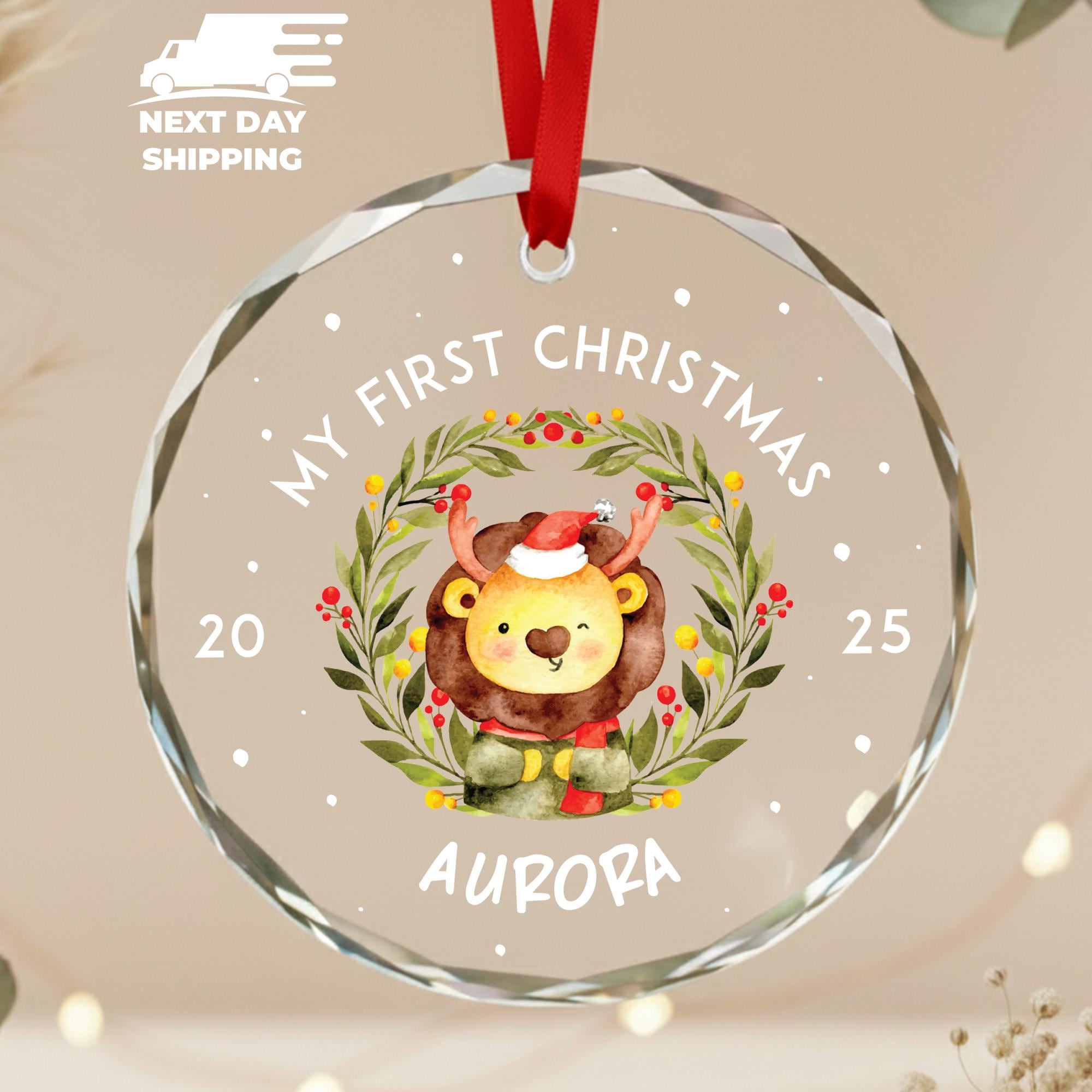 Lion First Christmas Ornament, Custom Baby Keepsake, Personalized Christmas Ornament, Baby First Christmas Ornament, Christmas Keepsake