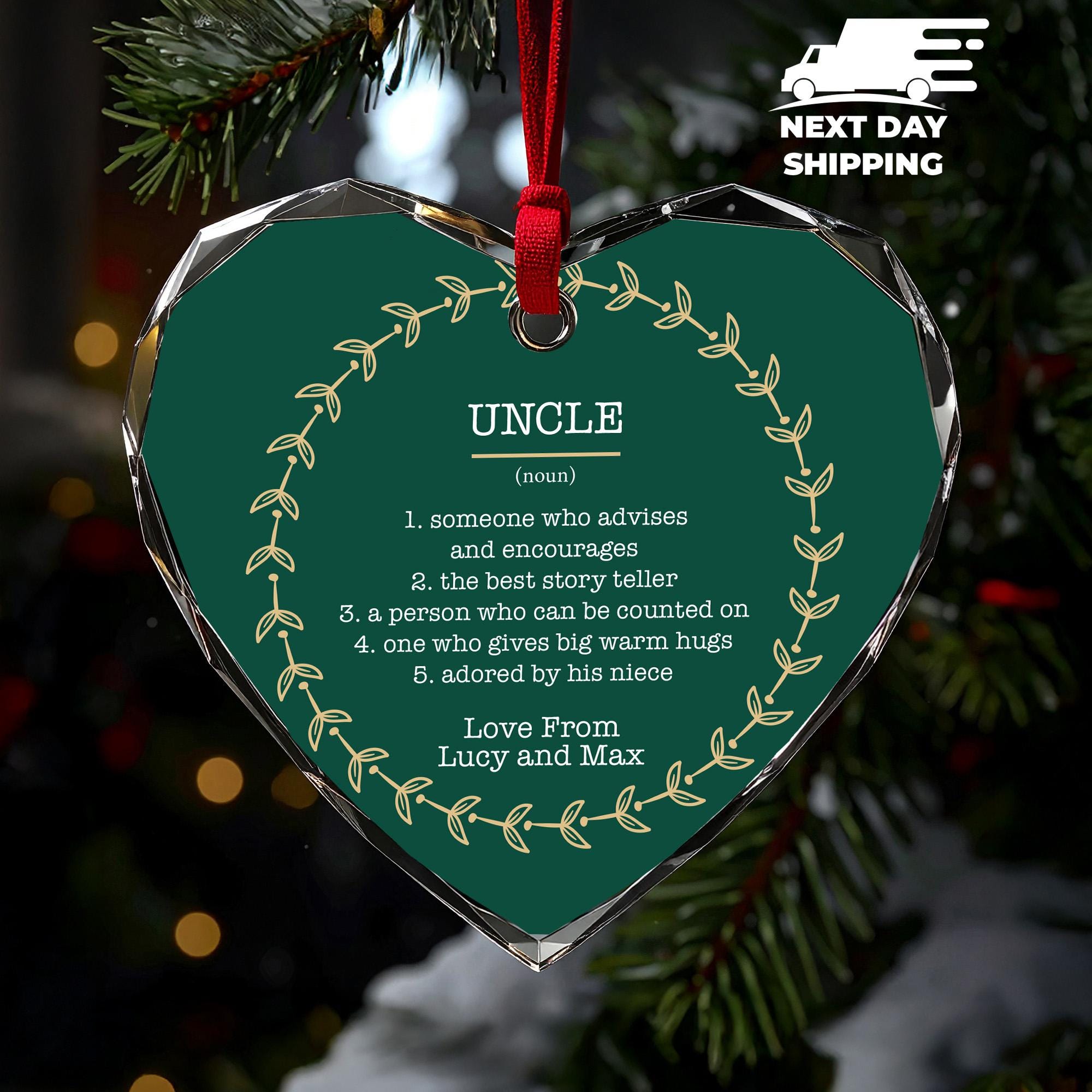 Uncle Christmas Ornament, Uncle Meaning Keepsake, Personalized Best Uncle Gift, Family Christmas Ornament, Gift From Nephew and Niece