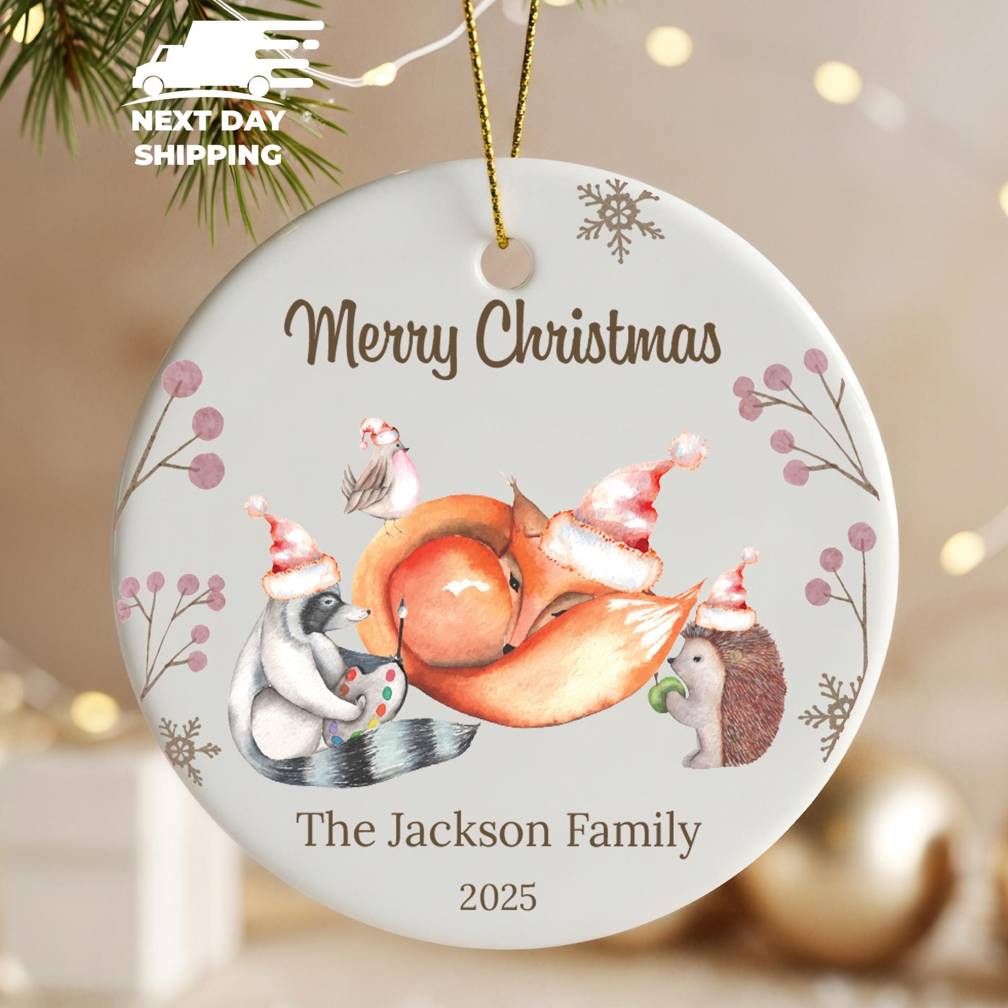 The Family Christmas Ornament, Family Gift Ornament, Ornament with Woodland Animals, Personalized Custom Name Gift, Christmas Ornament 2025