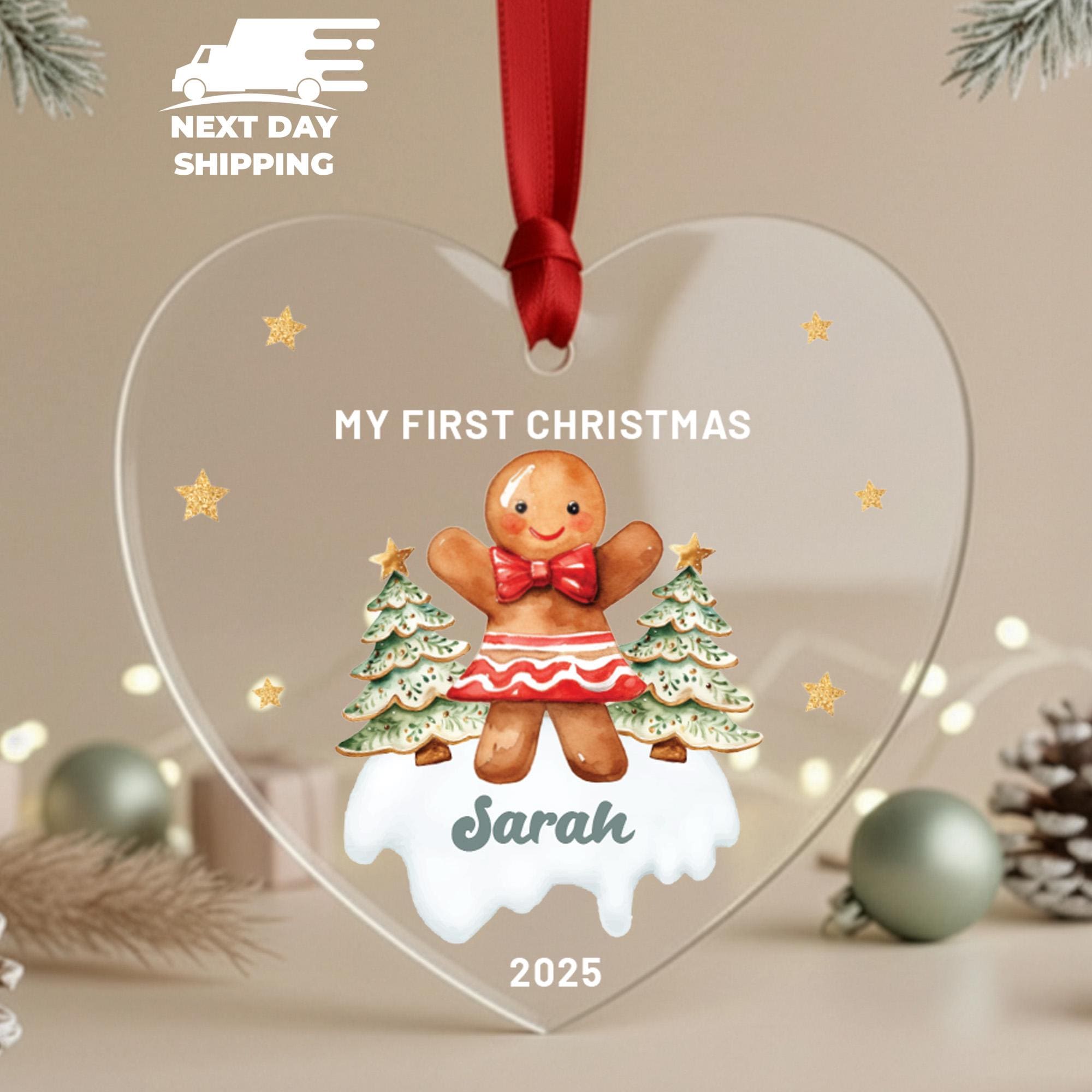 My First Christmas Ornament 2025, Personalized Name Gingerbread Holiday Keepsake, Gift For Baby Girl, Newborn Gift, Gift For Granddaughters