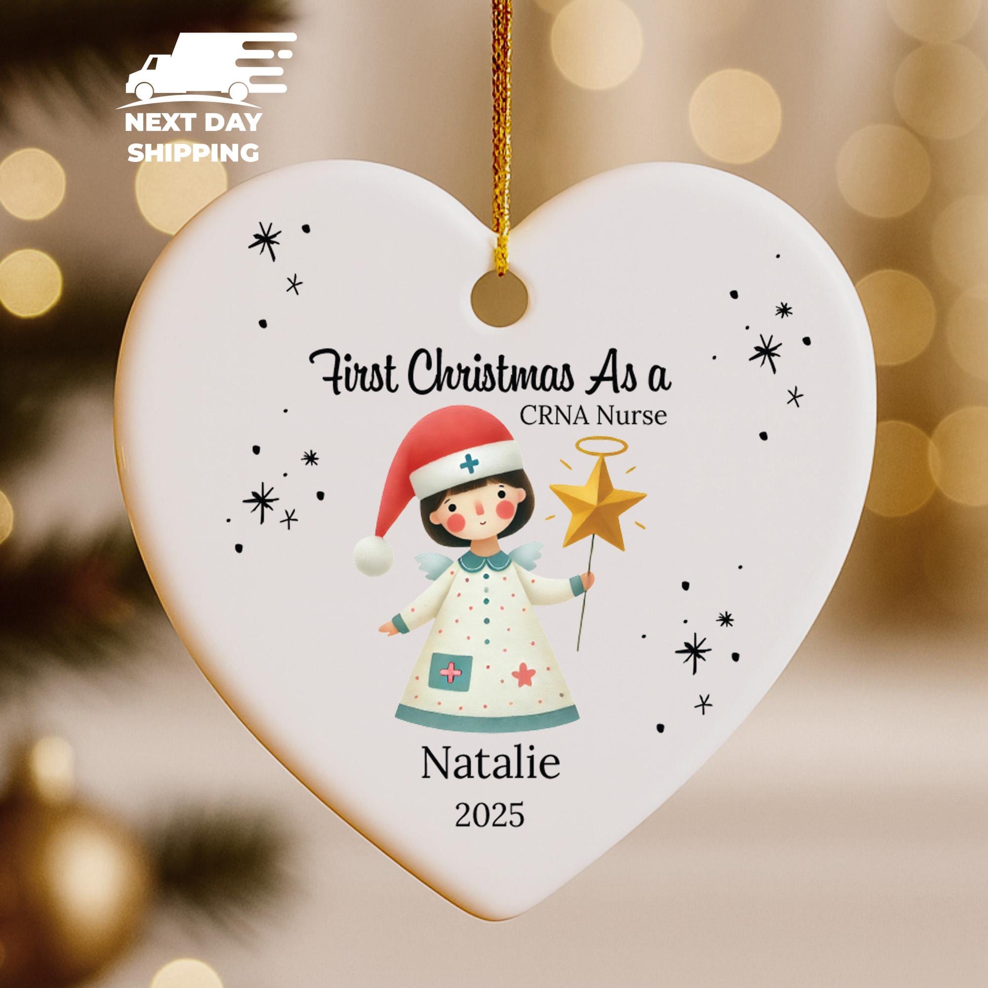 First Christmas As A CRNA Nurse Ornament, Personalized Nurse Ornament With Name, Custom Christmas Gift For Nurse, Anesthesia Nurse Ornament