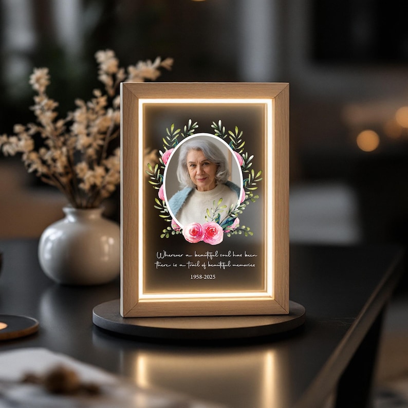 Personalized Memorial Photo Frame With LED Light: in Loving Memory Gift ...