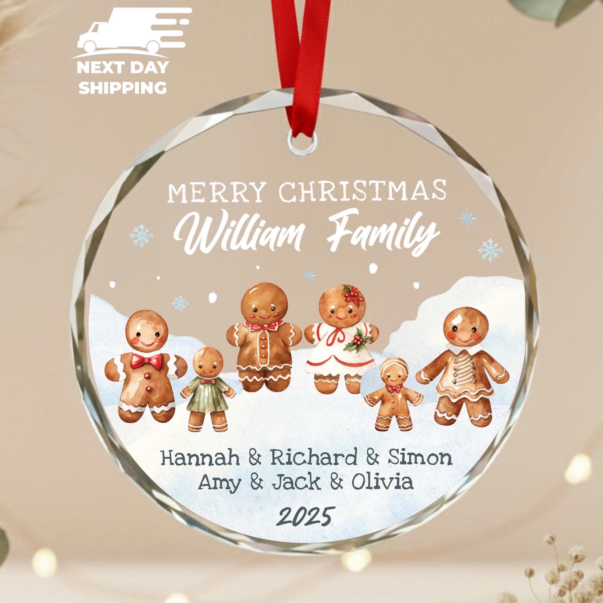 Personalized Gingerbread Family of Six Christmas Ornament, Holiday Family Keepsake , Custom Family and Members Names, Gift For Relatives
