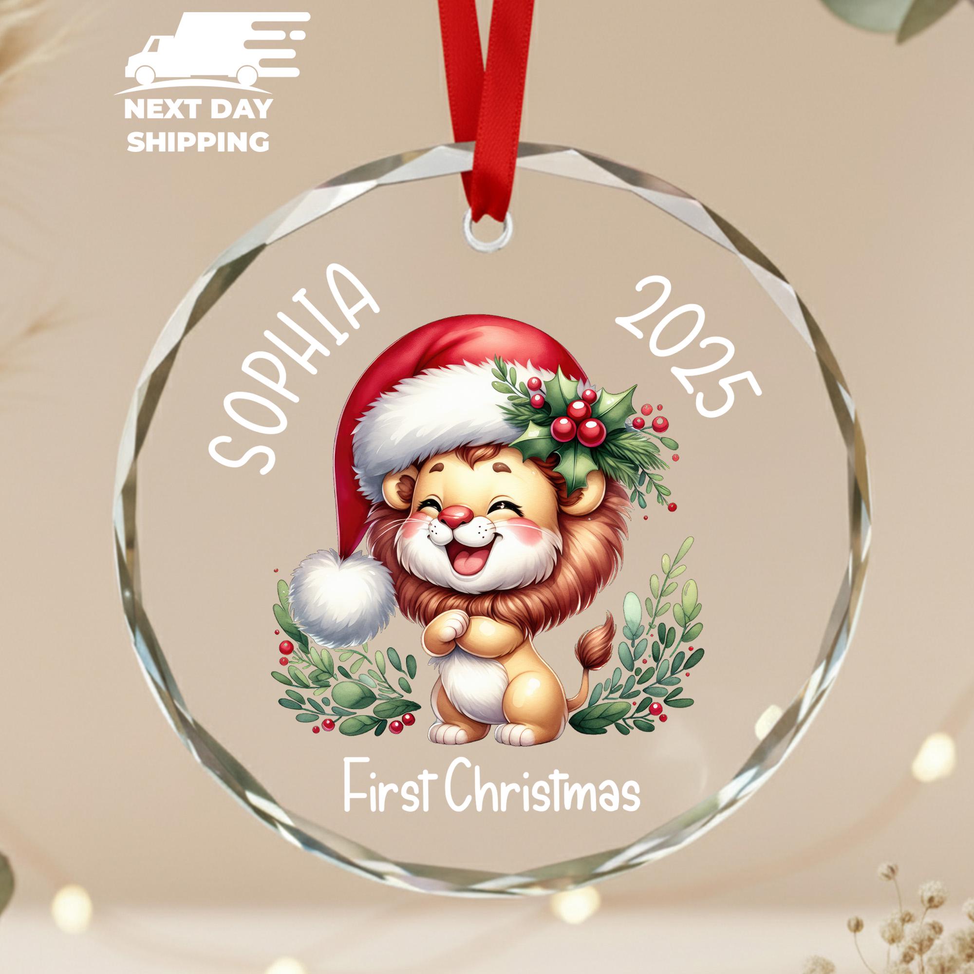 Personalized Baby’s First Christmas Ornament 2025, Cute Lion Ornament with Name, New Baby Gift, Custom Holiday Keepsake for Boys or Girls