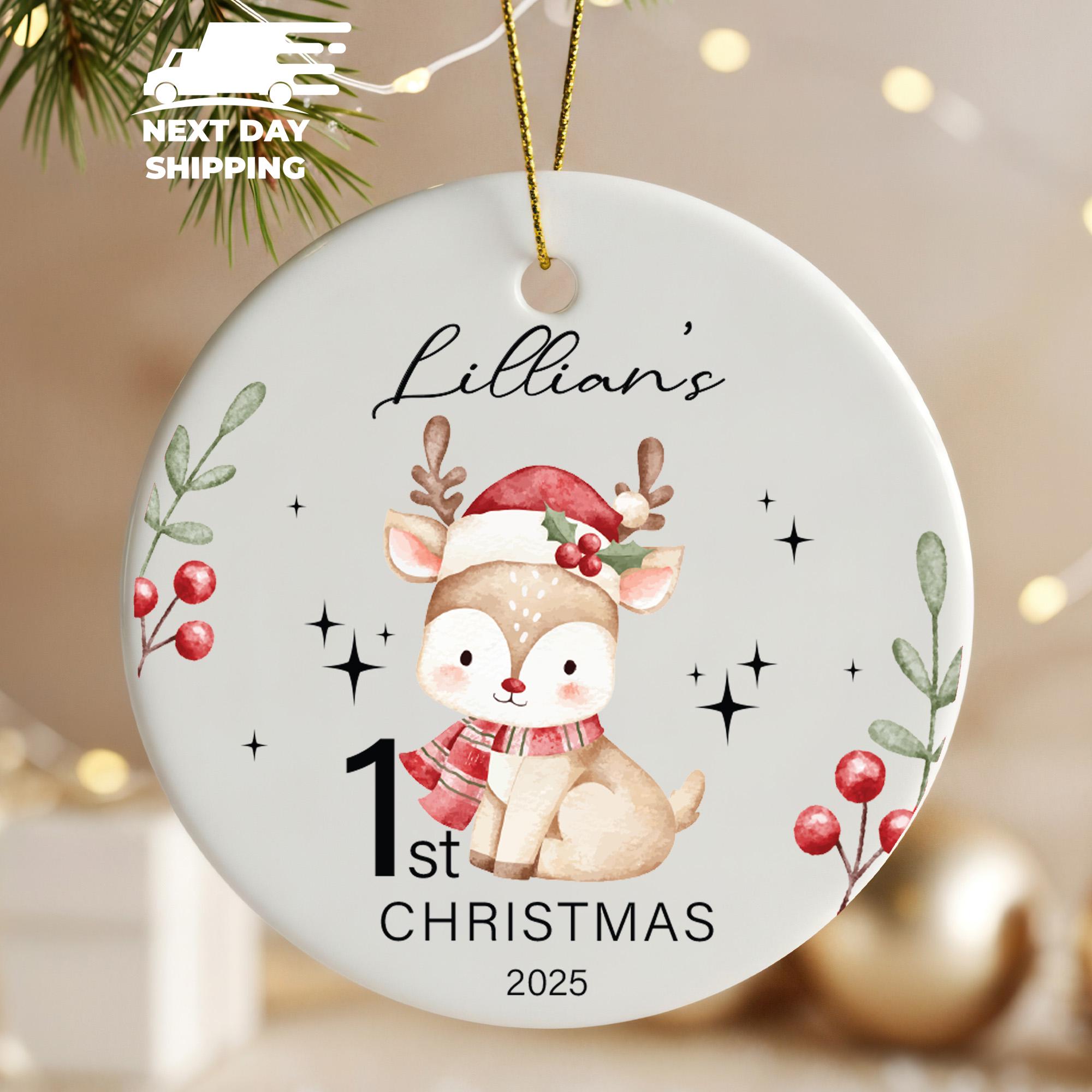 1st Christmas Newborn Ornament, Personalized Baby First Christmas Ornament, 2025 Keepsake Baby Girl Ornament, Baby Boy Gift,New Parents Gift