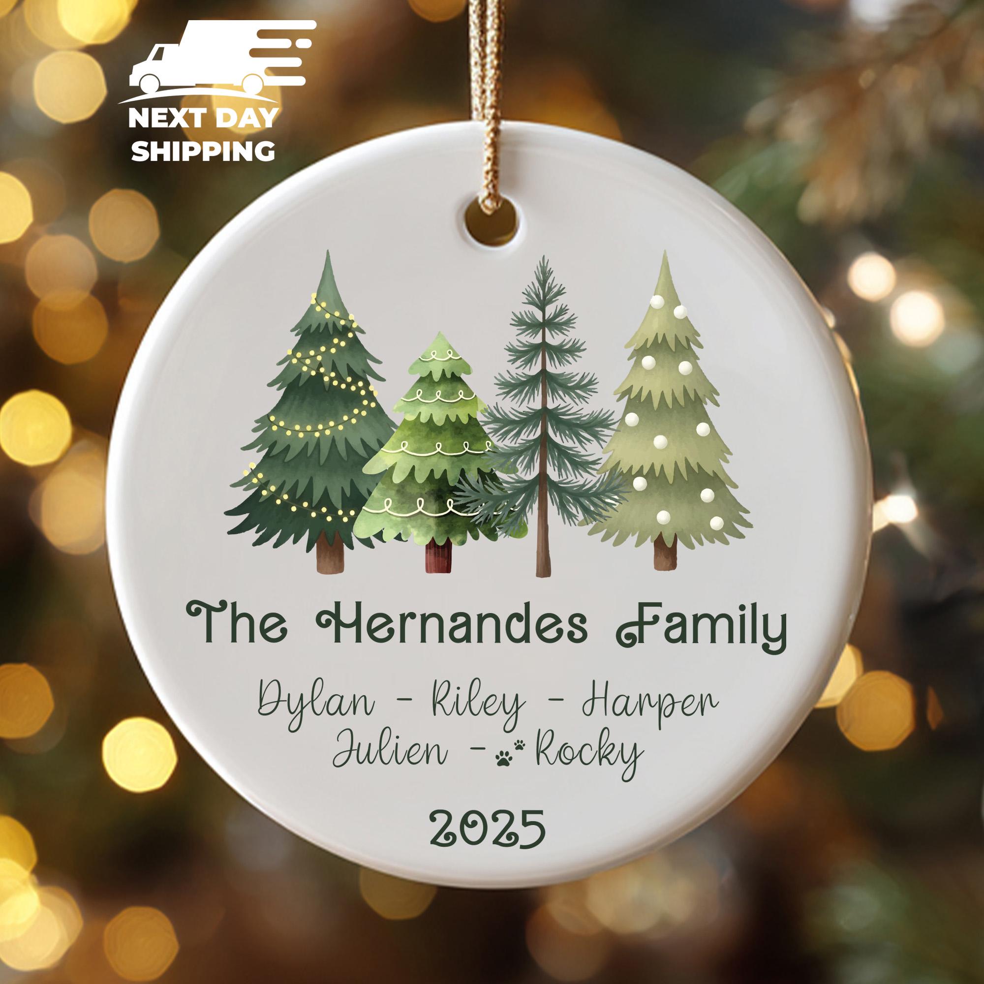 Christmas Family Name Ornament, Mother Father Kids Name Ornament, Family Members Name Keepsake, Holiday Family Gift, Acrylic Ceramic Glass