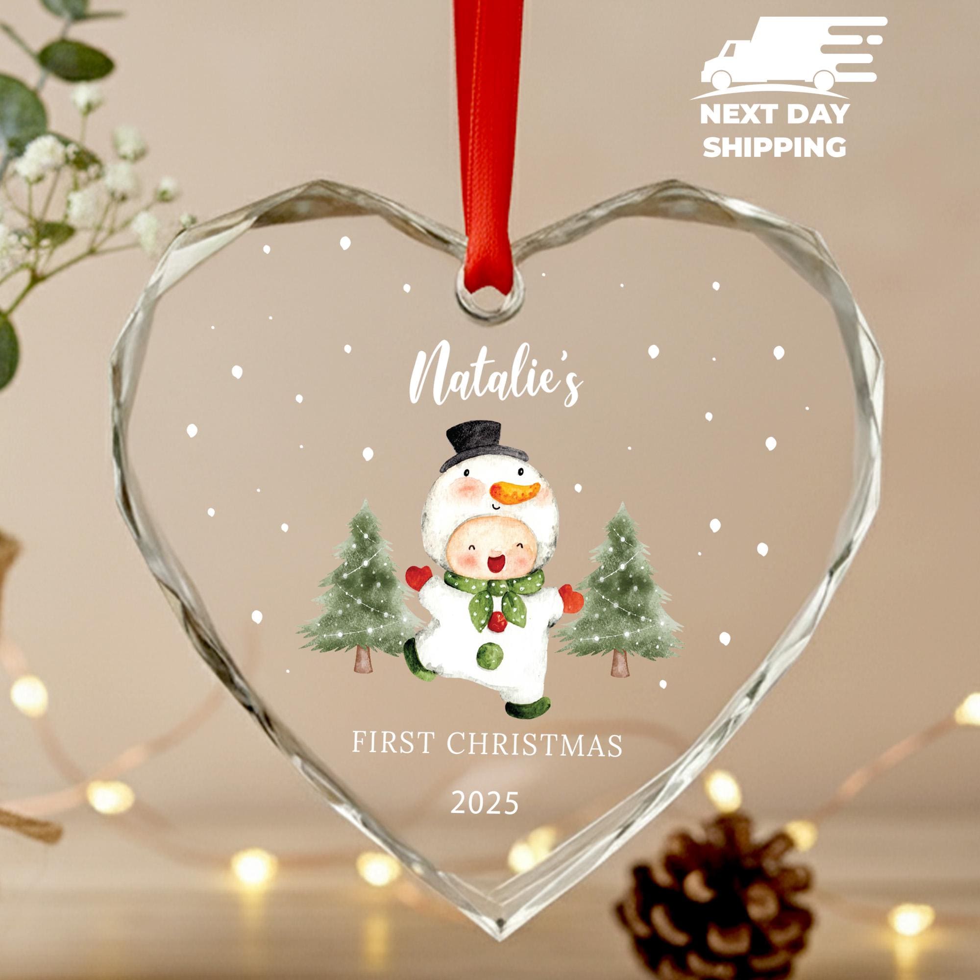 Happy Snowman Ornament, Personalized Christmas Ornament, Christmas Custom Name Ornament, Snowman Christmas Tree Ornament, Gift For Kids