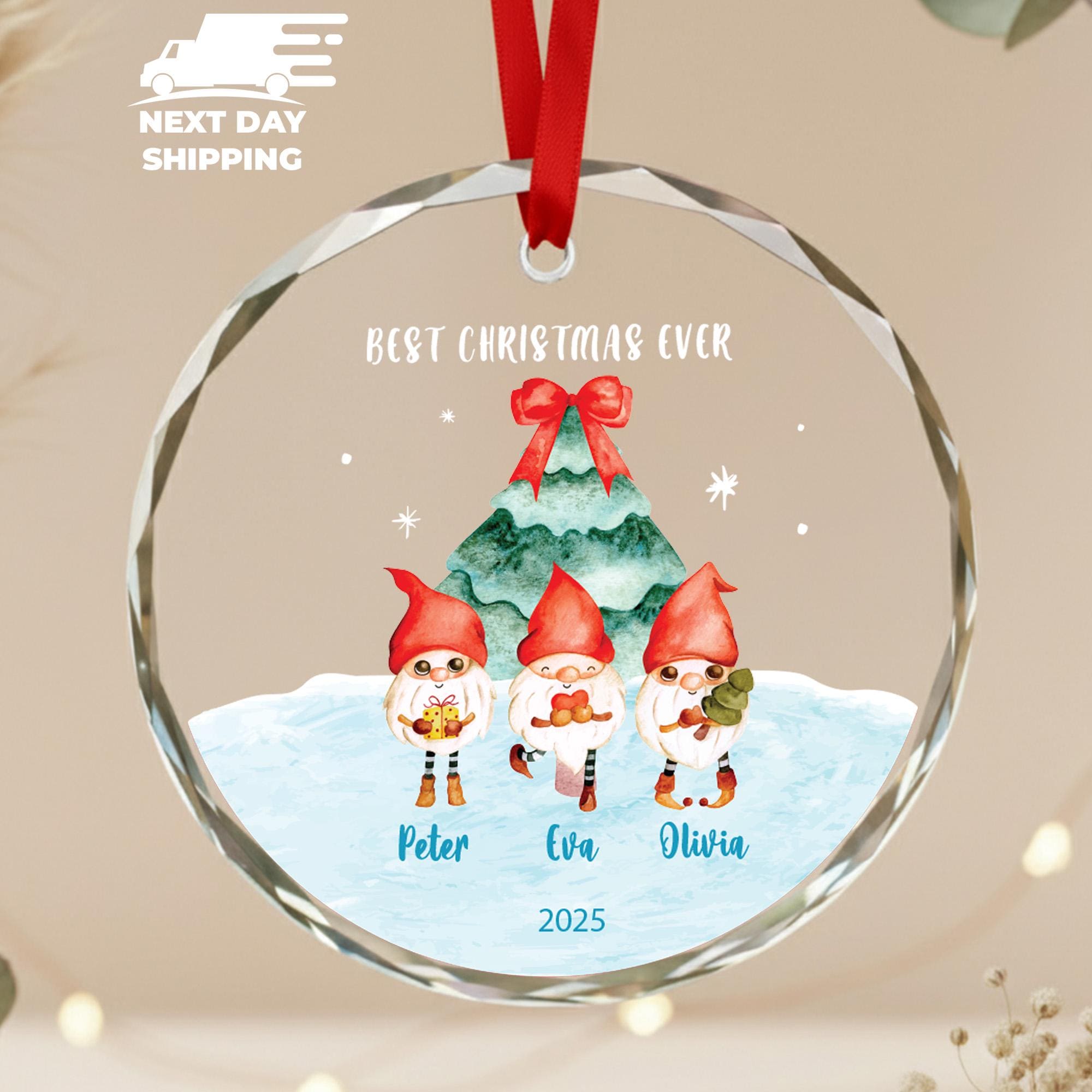 Best Christmas Ever Ornament • Personalized Three Friends Gnome Ornament 2025 • Custom Name Christmas Gift • Cute Holiday Friend Keepsake