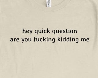 Funny Tee Shirts, Hey Quick Question Are You Kidding Me Shirt, Funny Girls Tee, Sarcastic Shirt, Funny Mom Shirt, Trendy T Shirt for Women
