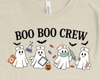 Halloween Ghost Shirt, Nurse Halloween Shirt, Funny Nurse Tee, Spooky Season Shirt, Cute Nurse Shirt, Trick or Treat Shirt, Boo Boo Crew