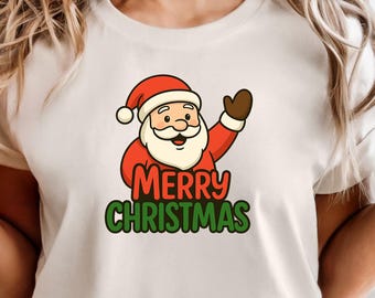 Comfort Colors Christmas Santa Shirt, Merry Christmas Santa Shirt, Christmas Tree Shirt, Christmas Party Shirt, Women's Christmas Gift Shirt