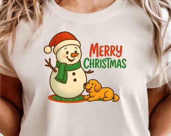 Comfort Colors Christmas Snowman Shirt, Merry Christmas Shirt, Christmas Tree Shirt, Christmas Party Shirt, Women's Christmas Gift Shirt