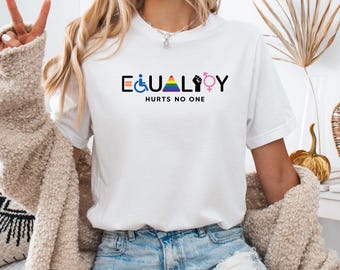 Gleichheit Shirt Gleichheit Stolz T-Shirt | Menschen Rechte LGBTQ T-Shirt | Schwules Geschenk Feministisches Geschenk | Inklusive Aktivist Shirt für soziale Gerechtigkeit