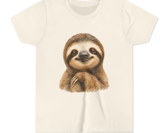 Kindershirt met luiaardprint, schattig T-shirt met dierenprint voor jongeren, cadeau voor luiaardliefhebbers, T-shirt met dierentuinprint