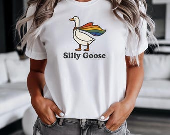 Silly Goose Pride Shirt, Funny LGBT Tee, Gay Pride Shirt, LGBTQ Shirt, Ally Pride Tee, Human Rights Shirt, Transgender Shirt, Cute Goose Tee