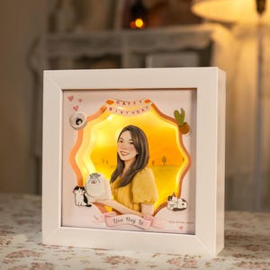 Custom Best Friend Paper Sculpture Portrait Shadow Box