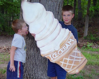 Large Wood Vintage Style Ice Cream Sign Cutout Vintage Style Roadside sign