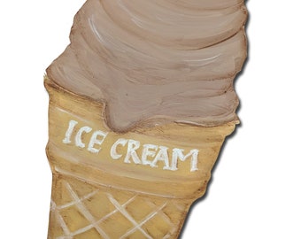Large Wood Vintage Style Ice Cream Sign | Old Fashioned Home Decor, Rustic Wall Art, Ice Cream Shop Decoration, Perfect Gift