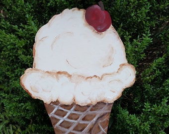 Hand-painted Vintage Ice Cream Cone Sign: 50's Soda Shop Decor - Etsy