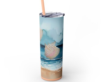 Magere beker strandschelp, 20oz kustschelpdecor, perfect voor zomerfeesten, strandliefhebbers, cadeau voor oceaanliefhebbers, reismok, vakantie