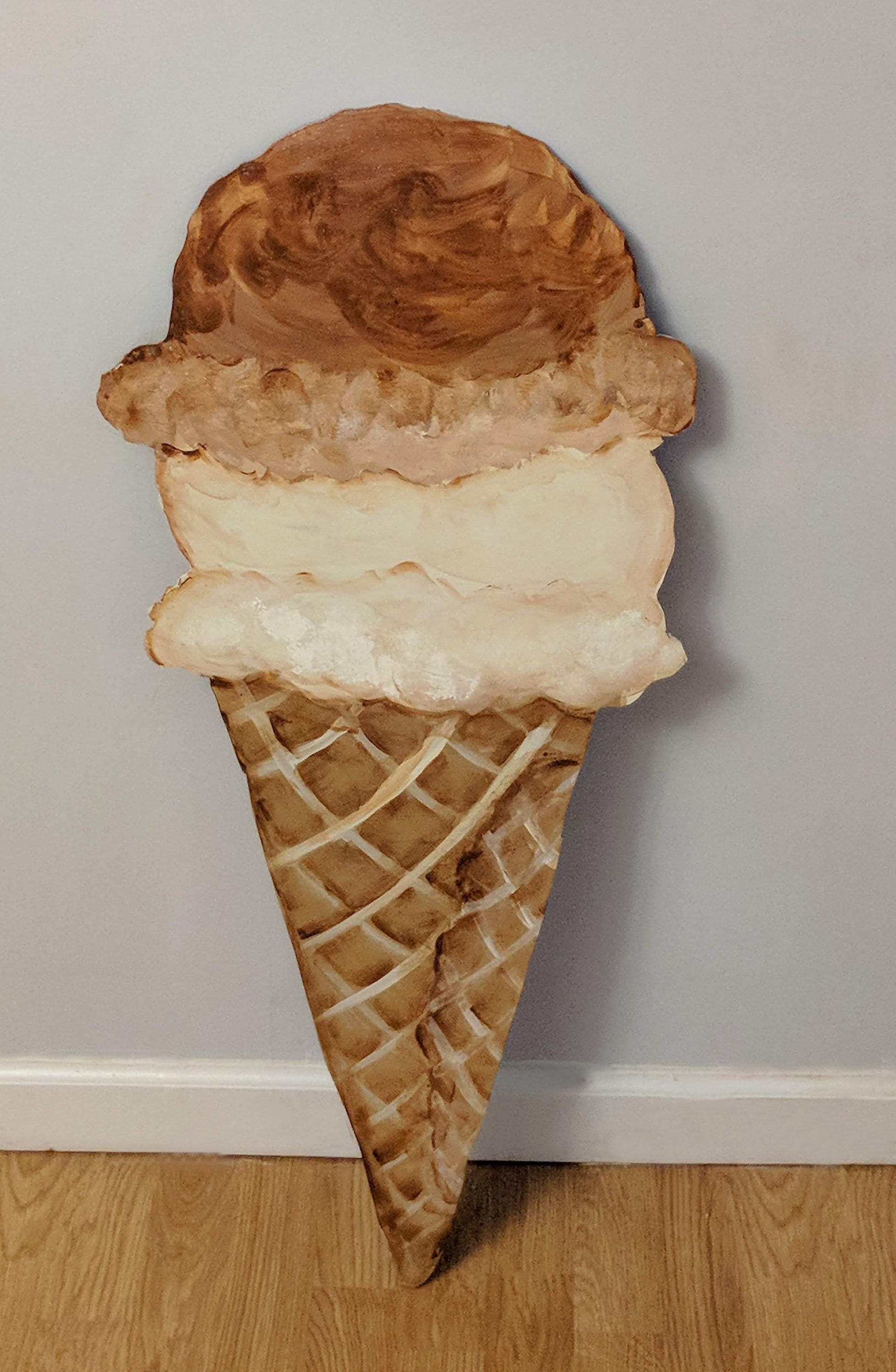 Vintage Ice Cream Cone Sign: Retro Farmhouse Kitchen or Shop Wall