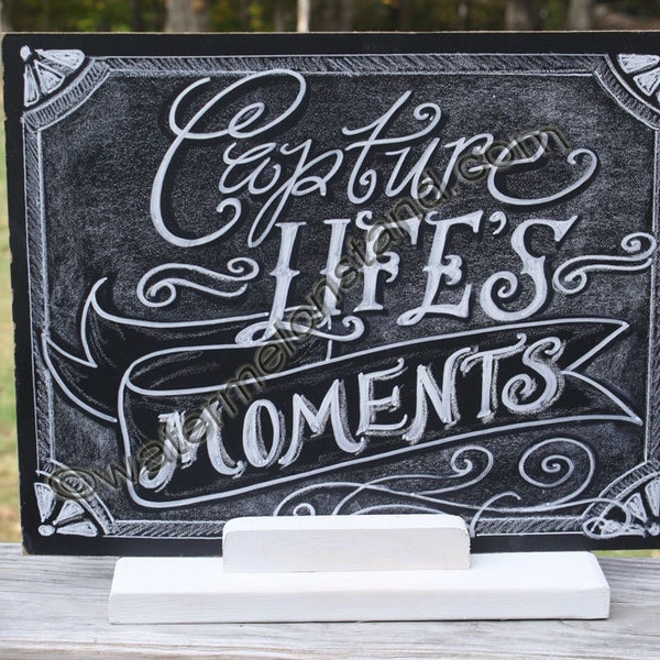 Chalkboard Art Poster Capture Life's Moments quote digital 4x6print Instant Download photo prop greeting card or mini poster Christmas gift