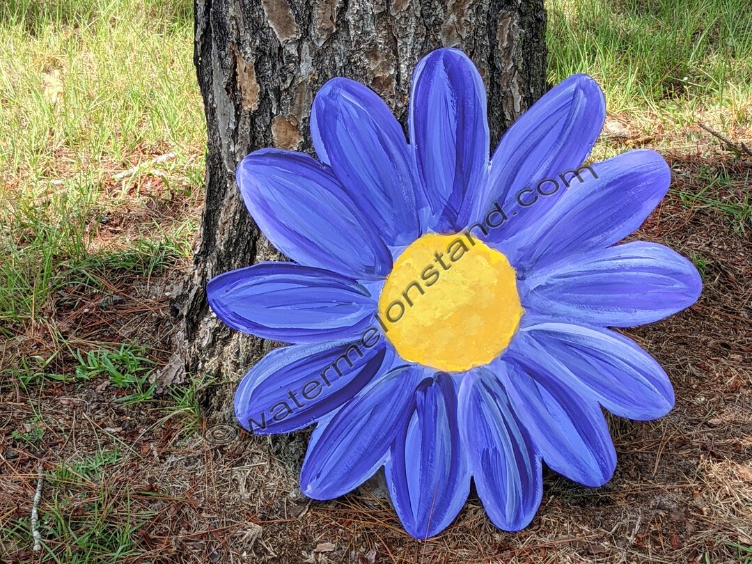 Aster Sign Hand-painted Blue Aster Flower Yard Sign: Rustic Farmhouse Decor - Etsy