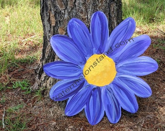 Giant huge wood Blue Aster Flower Sign Vintage style old fashioned road farm stand sign