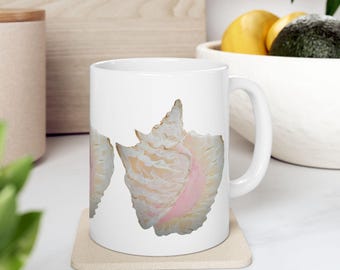 Coastal Shell Ceramic Mug, Beach Lover Gift, Ocean Decor, Unique Coffee Cup, Nautical Kitchenware, Summer Vibes, Gift for Her