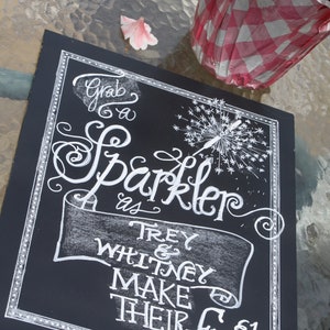 Chalkboard Art Sign Poster - Sparkler Chalkboard - wedding Sign paper poster