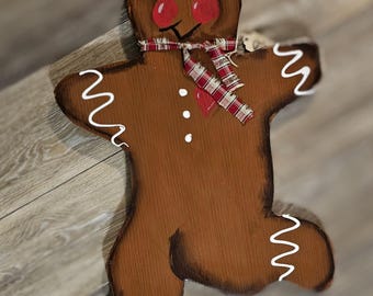 Large Wood Gingerbread Man Cutout Cookie Sign: Vintage Farmhouse  Primitive Country Decor