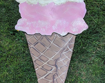 Vintage Ice Cream Cone Sign: Retro Farmhouse Kitchen or Shop Wall