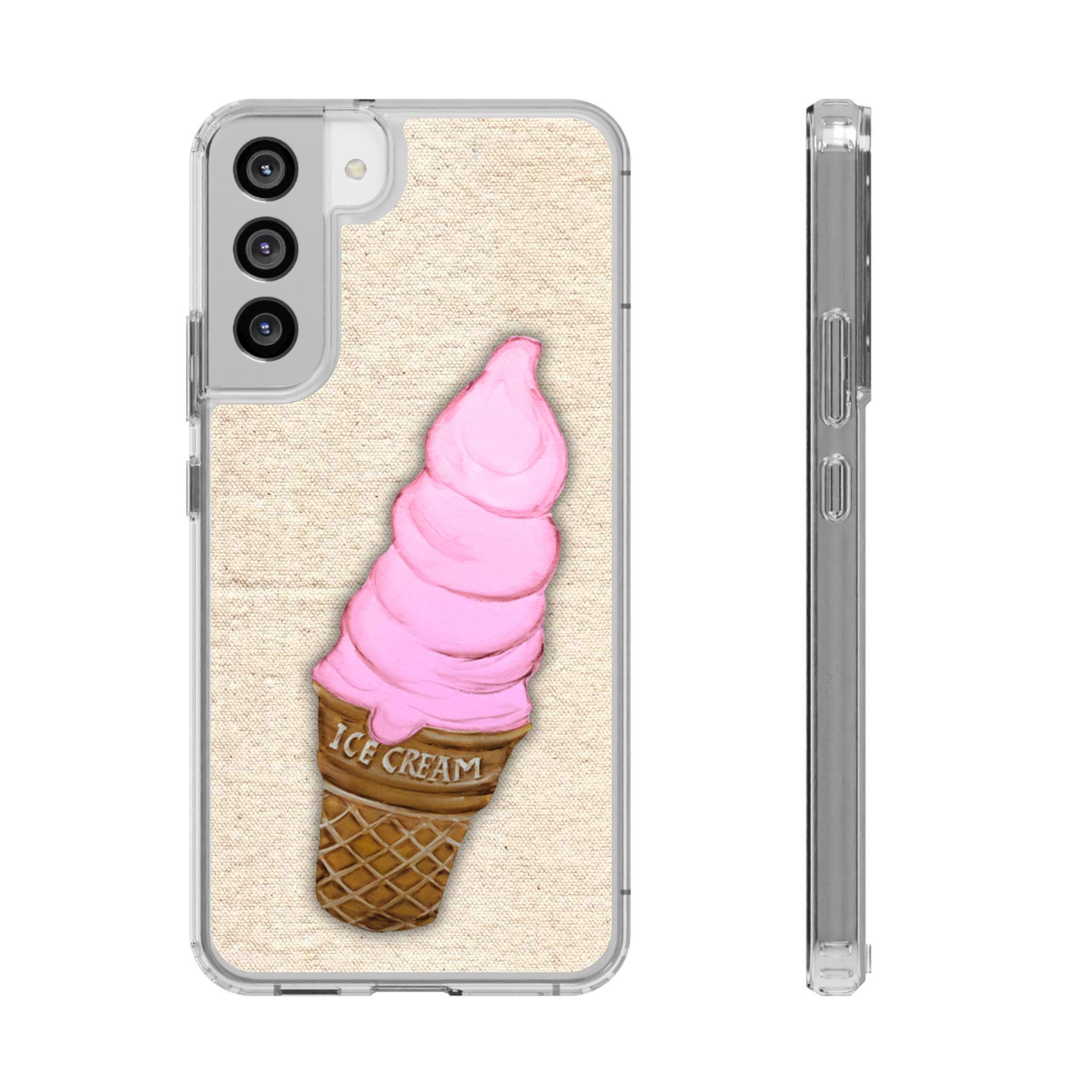 Ice Cream Cone Clear Phone Case - Cute Summer Accessory, Gift for Foodies, Fun Gel Case, Transparent Cover, Birthday Present