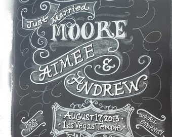 Chalkboard Art Sign for your Wedding or Event Unframed 18 x 24