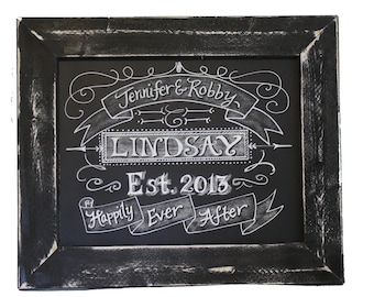 Framed 11 x 14 Chalkboard Art Sign Personalized