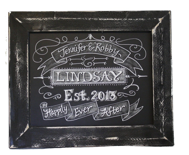 Framed 11 x 14 Chalkboard Art Sign Personalized image 1