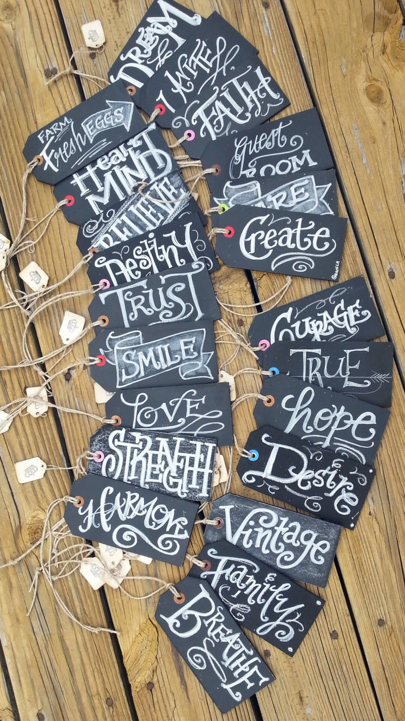 Chalkboard Hang Tags actual hardboard chalkboard thick Sayings Create Love Live image 1