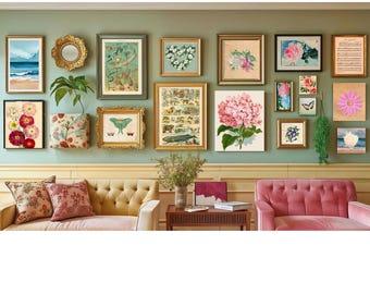 Bohemian Gallery Wall Art Prints: Cottagecore Vintage Decor (Digital Download)