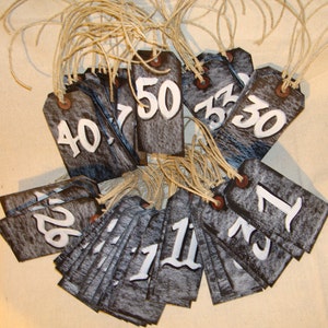 24 Escort or place cards for wedding or event Chalkboard Hang Tags image 1