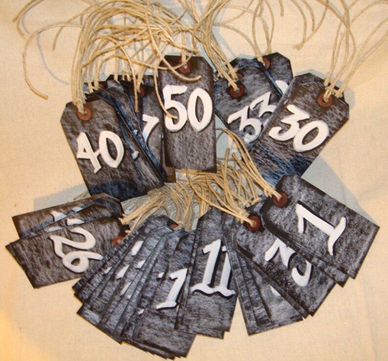 24 Escort or place cards for wedding or event Chalkboard Hang Tags image 1