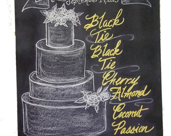 Chalkboard Art Sign for you Wedding or event Sign in Color Unframed 16 x 20 wedding cake