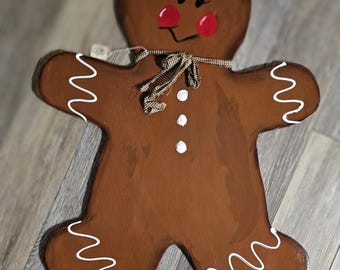 Vintage Style Wood Gingerbread Man Cookie Cutter Sign: Farmhouse Cottagecore Primitive  Country Decor